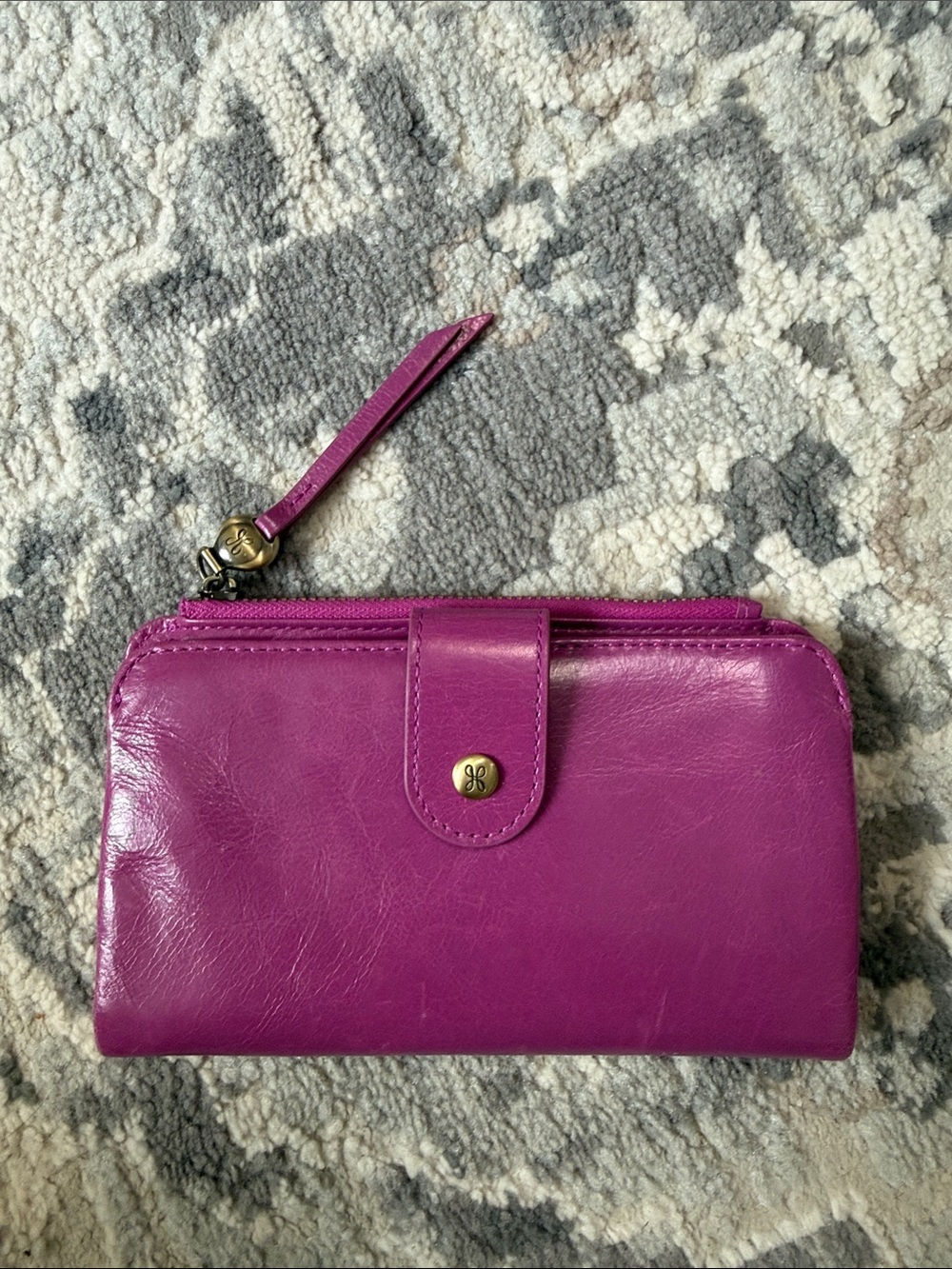 HOBO Fuchsia Leather Zip Wallet Clutch
